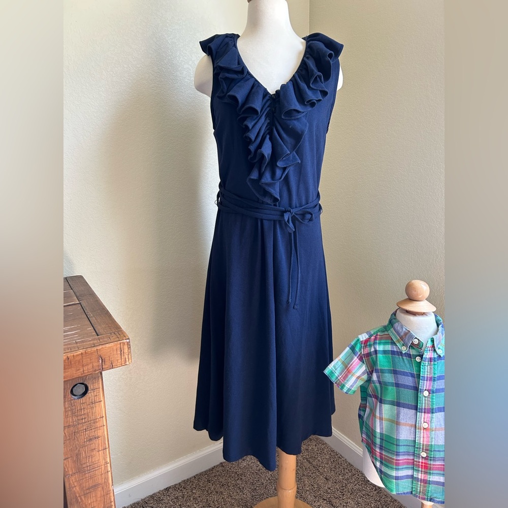 Lauren Ralph Lauren Navy Ruffle Dress